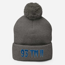 Load image into Gallery viewer, 93 TM 11 Pom-Pom Beanie ( Blue Letters &amp; Grey Outline )
