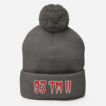 Load image into Gallery viewer, 93 TM 11 Pom-Pom Beanie ( Red Letters &amp; White Outline )
