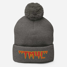 Load image into Gallery viewer, TM4L Pom-Pom Beanie ( Red Letters &amp; Gold Outline )
