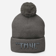 Load image into Gallery viewer, TM4L Pom-Pom Beanie ( Grey Letters &amp; Black Outline )
