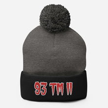 Load image into Gallery viewer, 93 TM 11 Pom-Pom Beanie ( Red Letters &amp; White Outline )
