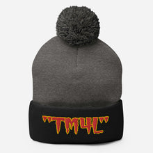 Load image into Gallery viewer, TM4L Pom-Pom Beanie ( Red Letters &amp; Gold Outline )
