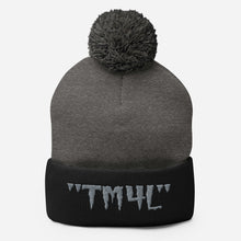 Load image into Gallery viewer, TM4L Pom-Pom Beanie ( Grey Letters &amp; Black Outline )
