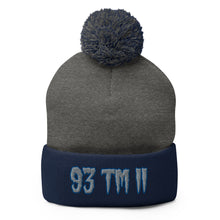 Load image into Gallery viewer, 93 TM 11 Pom-Pom Beanie ( Grey Letters &amp; Blue Outline )
