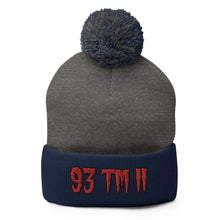 Load image into Gallery viewer, 93 TM 11 Pom-Pom Beanie ( Red Letters &amp; Black Outline )
