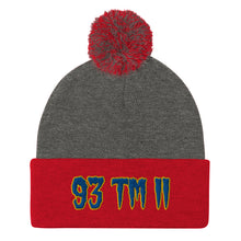 Load image into Gallery viewer, 93 TM 11 Pom-Pom Beanie ( Blue Letters &amp; Gold Outline )
