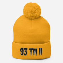 Load image into Gallery viewer, 93 TM 11 Pom-Pom Beanie ( Black Letters &amp; Grey Outline )

