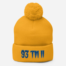 Load image into Gallery viewer, 93 TM 11 Pom-Pom Beanie ( Blue Letters &amp; Grey Outline )
