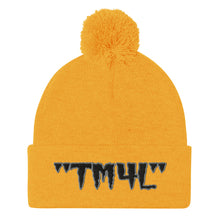 Load image into Gallery viewer, TM4L Pom-Pom Beanie ( Black Letters &amp; Grey Outline )
