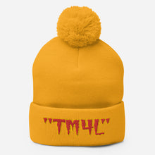 Load image into Gallery viewer, TM4L Pom-Pom Beanie ( Red Letters &amp; Gold Outline )
