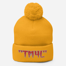 Load image into Gallery viewer, TM4L Pom-Pom Beanie ( Red Letters &amp; Gray Outline )
