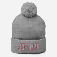 Load image into Gallery viewer, 93 TM 11 Pom-Pom Beanie ( Grey Letters &amp; Red Outline )
