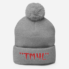 Load image into Gallery viewer, TM4L Pom-Pom Beanie ( Red Letters &amp; Grey Outline )
