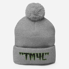 Load image into Gallery viewer, TM4L Pom-Pom Beanie ( Black Letters &amp; Green Outline )
