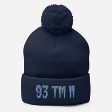 Load image into Gallery viewer, 93 TM 11 Pom-Pom Beanie ( Grey Letters &amp; Blue Outline )
