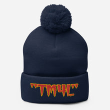 Load image into Gallery viewer, TM4L Pom-Pom Beanie ( Red Letters &amp; Gold Outline )
