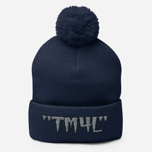 Load image into Gallery viewer, TM4L Pom-Pom Beanie ( Grey Letters &amp; Black Outline )
