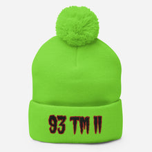 Load image into Gallery viewer, 93 TM 11 Pom-Pom Beanie ( Black Letters &amp; Red Outline )
