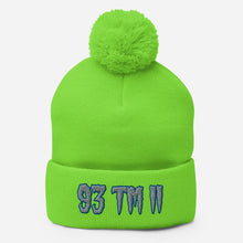 Load image into Gallery viewer, 93 TM 11 Pom-Pom Beanie ( Grey Letters &amp; Blue Outline )
