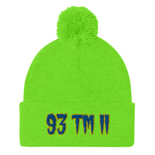 Load image into Gallery viewer, 93 TM 11 Pom-Pom Beanie ( Blue Letters &amp; Gold Outline )
