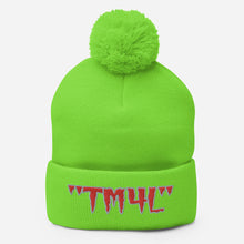Load image into Gallery viewer, TM4L Pom-Pom Beanie ( Red Letters &amp; Grey Outline )
