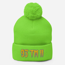 Load image into Gallery viewer, 93 TM 11 Pom-Pom Beanie ( Gold Letters &amp; Purple Outline )

