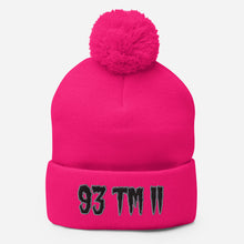 Load image into Gallery viewer, 93 TM 11 Pom-Pom Beanie ( Black Letters &amp; Grey Outline )

