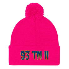Load image into Gallery viewer, 93 TM 11 Pom-Pom Beanie ( Blue Letters &amp; Gold Outline )
