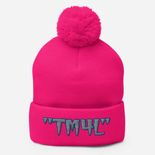 Load image into Gallery viewer, TM4L Pom-Pom Beanie ( Grey Letters &amp; Blue Outline )
