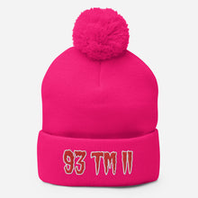 Load image into Gallery viewer, 93 TM 11 Pom-Pom Beanie ( Red Letters &amp; White Outline )
