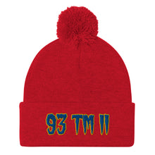 Load image into Gallery viewer, 93 TM 11 Pom-Pom Beanie ( Blue Letters &amp; Gold Outline )

