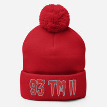 Load image into Gallery viewer, 93 TM 11 Pom-Pom Beanie ( Red Letters &amp; Grey Outline )
