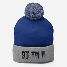 Load image into Gallery viewer, 93 TM 11 Pom-Pom Beanie ( Black Letters &amp; Grey Outline )
