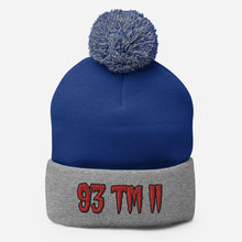 Load image into Gallery viewer, 93 TM 11 Pom-Pom Beanie ( Red Letters &amp; Black Outline )
