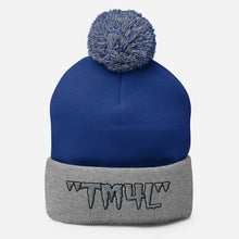 Load image into Gallery viewer, TM4L Pom-Pom Beanie ( Grey Letters &amp; Black Outline )
