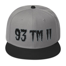Load image into Gallery viewer, 93 TM 11 Snapback Hat ( Black Letters &amp; Grey Outline )
