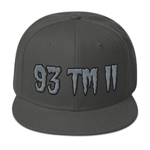 Load image into Gallery viewer, 93 TM 11 Snapback Hat ( Grey Letters &amp; Black Outline )
