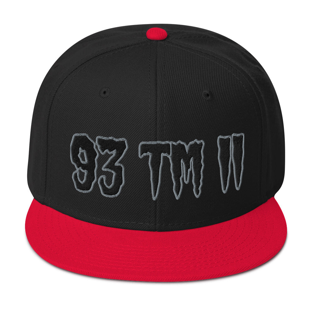 93 TM 11 Snapback Hat ( Black Letters & Grey Outline )