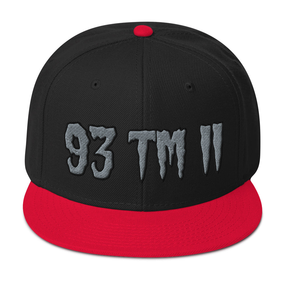 93 TM 11 Snapback Hat ( Grey Letters & Black Outline )