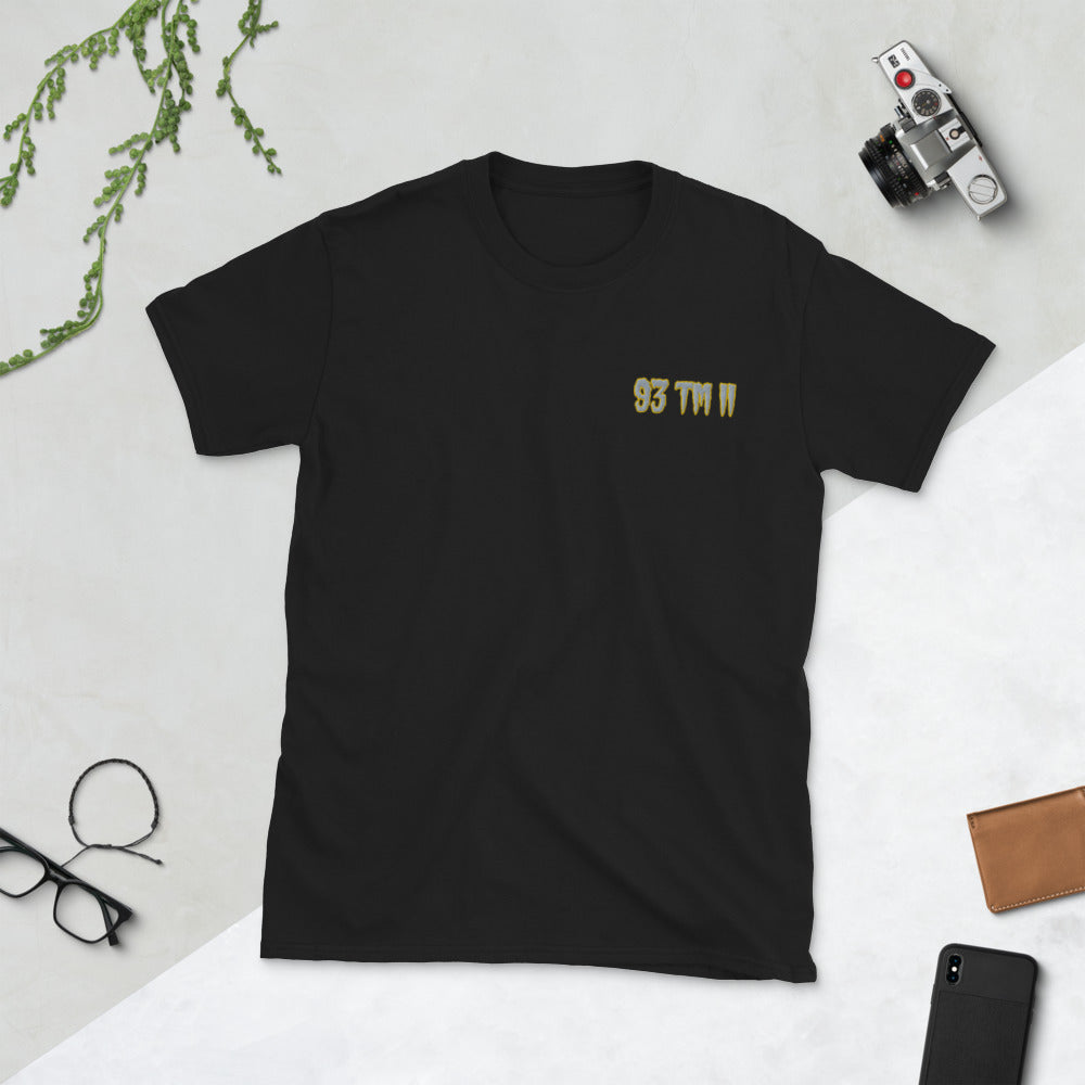 93 TM 11 Softstyle T-Shirt ( Grey Letters & Gold Outline )