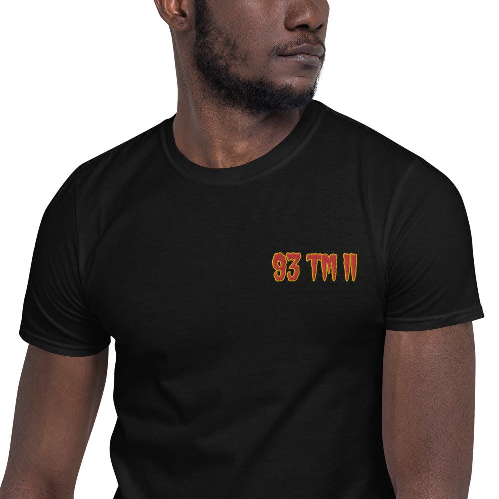 93 TM 11 Short-Sleeve T-Shirt ( Maroon Letters & Gold Outline )