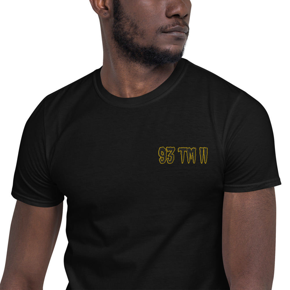 93 TM 11 Softstyle T-Shirt ( Black Letters & Gold Outline )