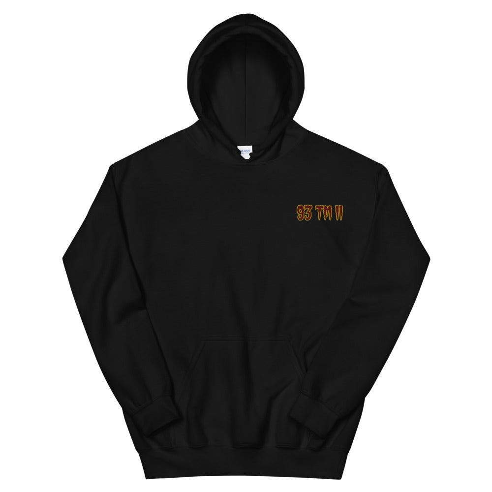 Small 93 TM 11 Hoodie ( Burgundy Letters & Gold Outline )