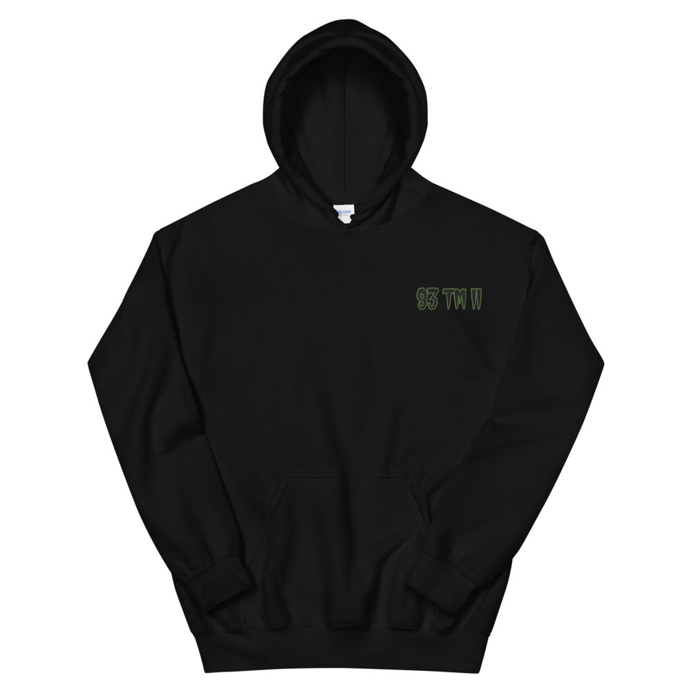 Small 93 TM 11 Hoodie ( Black Letters & Green Outline )