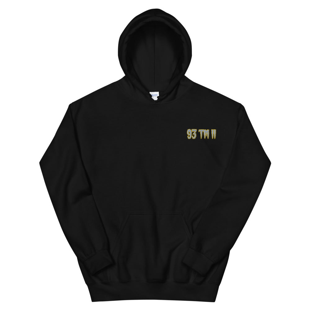 Small 93 TM 11 Hoodie ( Gray Letters & Gold Outline )