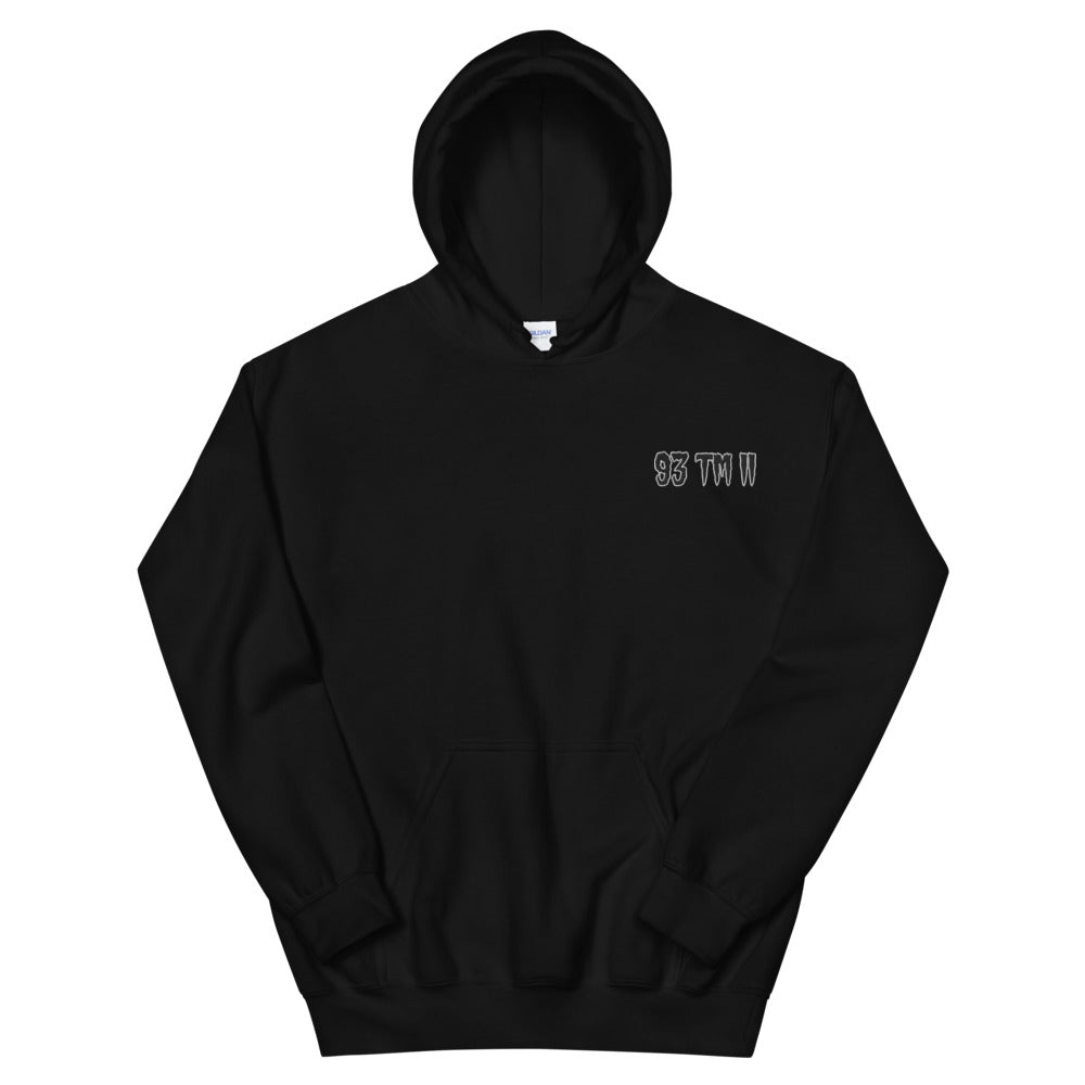 Small 93 TM 11 Hoodie ( Black Letters & White Outline )