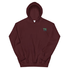 Load image into Gallery viewer, TM Hoodie  ( Green Letters &amp; Blue Outline )
