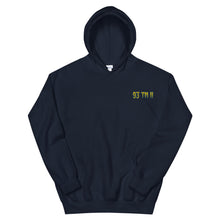 Load image into Gallery viewer, Small 93 TM 11 Hoodie ( Yellow Letters &amp; Blue Outline )
