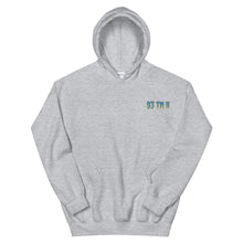 Load image into Gallery viewer, Small 93 TM 11 Hoodie ( Powder Blue Letters &amp; Yellow Outline )
