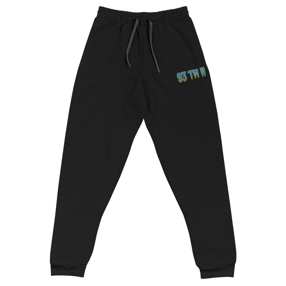 93 TM 11 Joggers ( Powder Blue Letters & Yellow Outline )